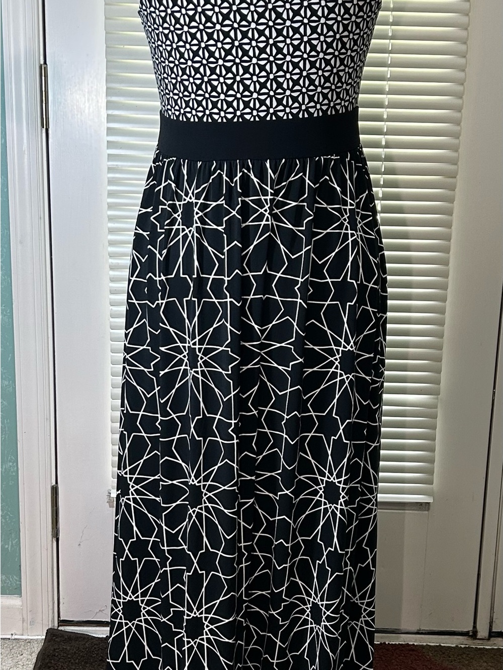 Michael Kors Black and White Geometric Maxi Dress
